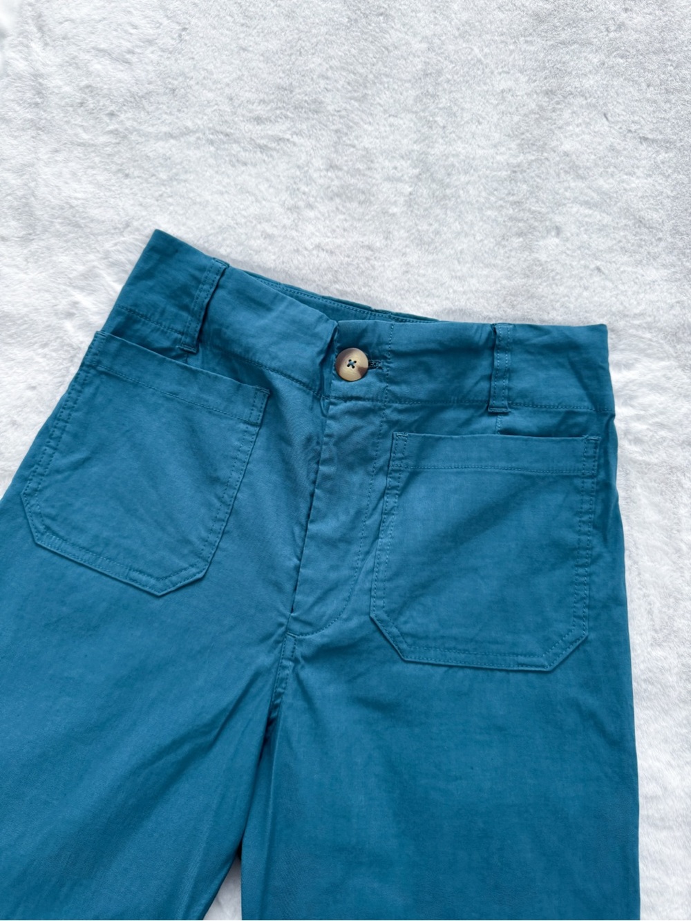 Anthropologie Maeve Colette Wide Leg Pants Trousers Dark Turquoise Cotton Linen - Picture 8 of 14